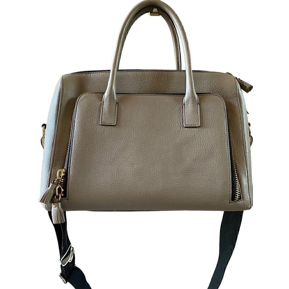 Anya Hindmarch Pebble Leather Google Eyes Satchel Top Handle Bag Taupe Coral - Picture 2 of 16